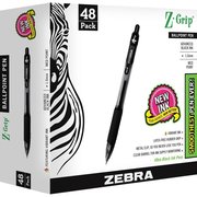 Zebra Pen Ballpoint Pen, Retractable, 1.0mm, 48/PK, Black PK ZEB22148